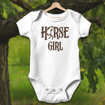 Baby Shirts Bodysuit Short Sleeve / Newborn / White Horse Girl - Baby Shirt