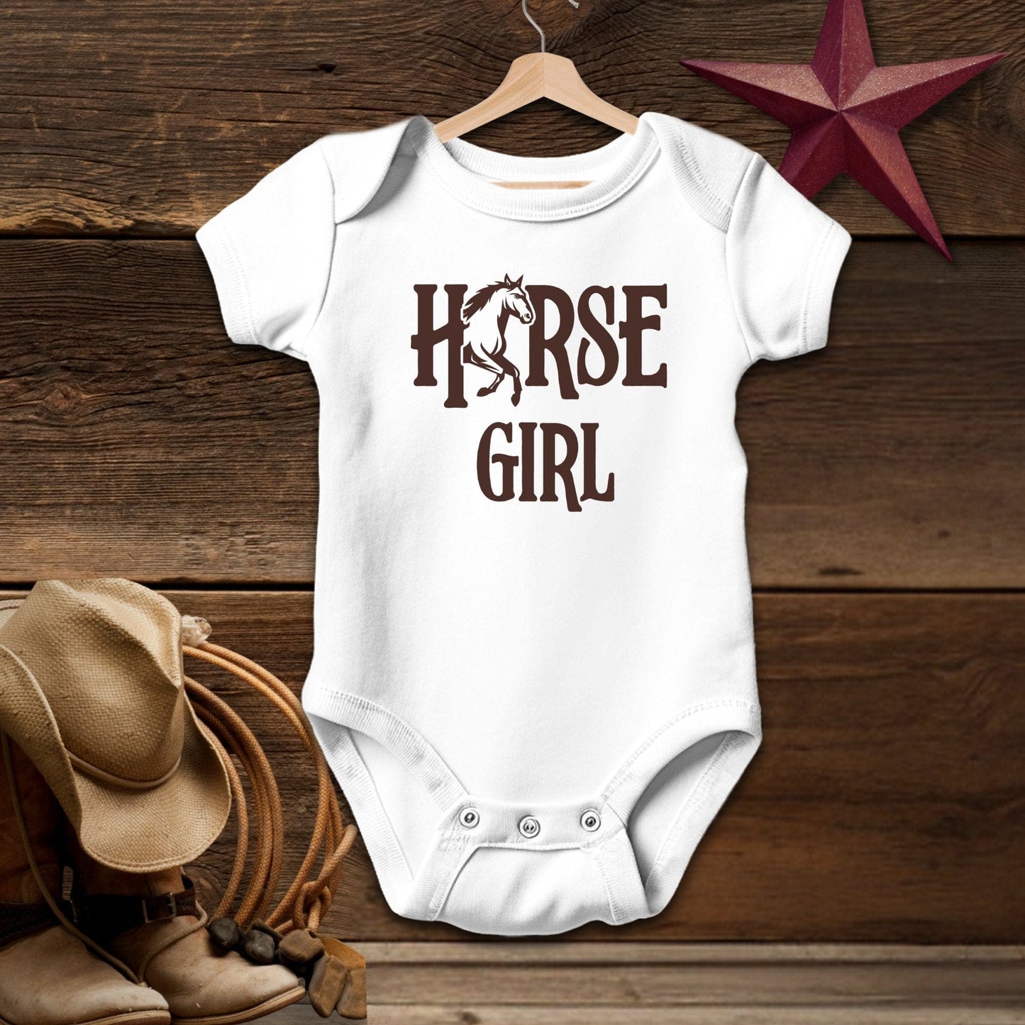 Baby Shirts Bodysuit Short Sleeve / Newborn / White Horse Girl - Baby Shirt