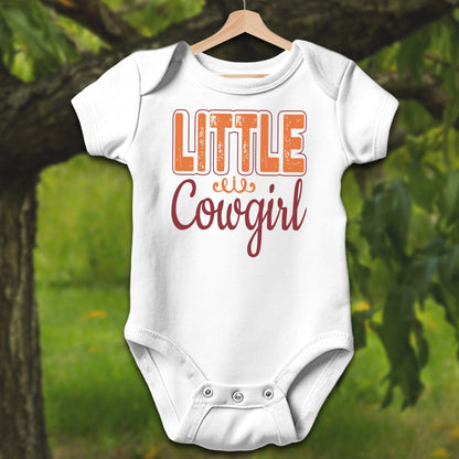 Baby Shirts Bodysuit Short Sleeve / Newborn / White Little Cowgirl - Baby Shirt