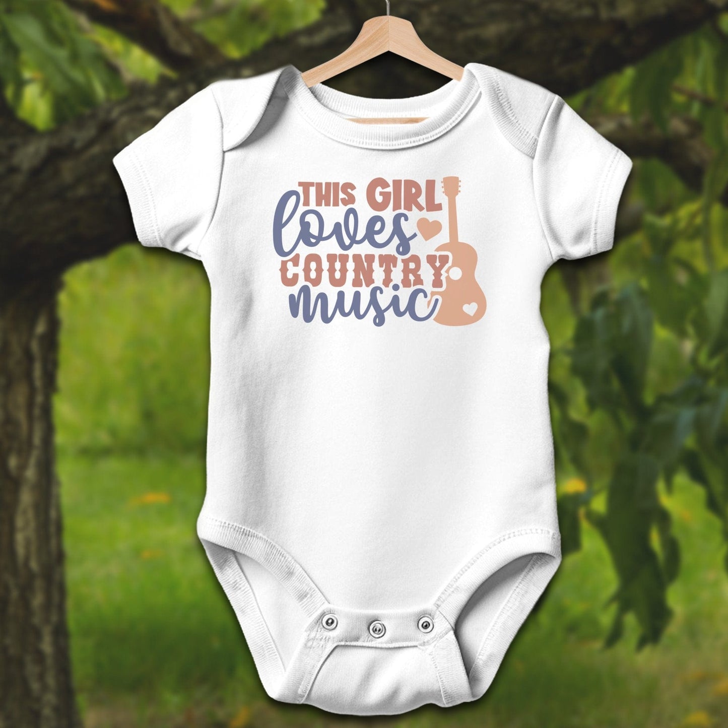 Baby Shirts Bodysuit Short Sleeve / Newborn / White This Girl Loves Country Music - Baby Shirt