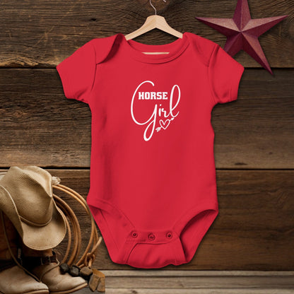 Baby Shirts Bodysuit Short Sleeve / Red / Newborn Horse Girl with Arrow Heart Shirt