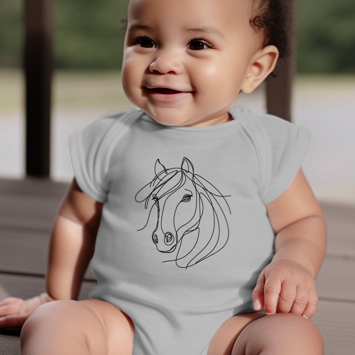 Baby Shirts Elegant Horse Line Art - Baby Shirt