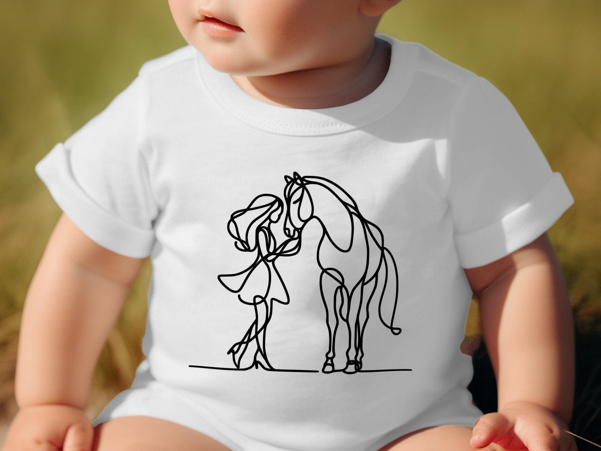 Baby Shirts Lady and Horse Art - Baby Shirt