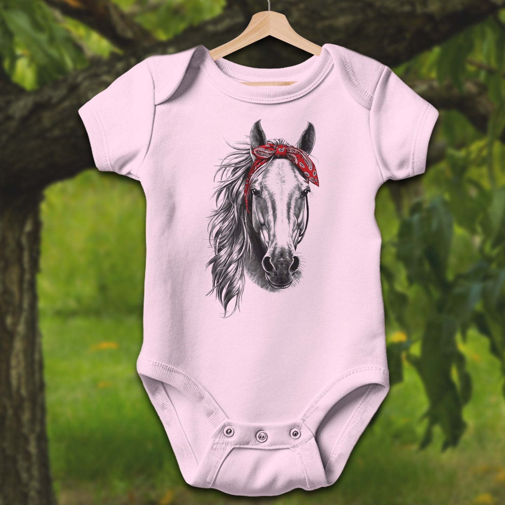 Baby Shirts Stylish Horse with Red Bandana - Baby Shirt