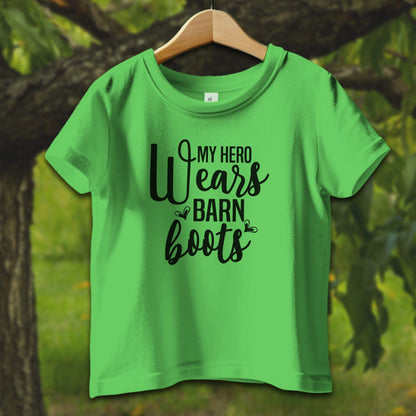 Baby Shirts T-Shirt Infant / 12 Months / Apple My Hero Wears Barn Boots - Baby Shirt