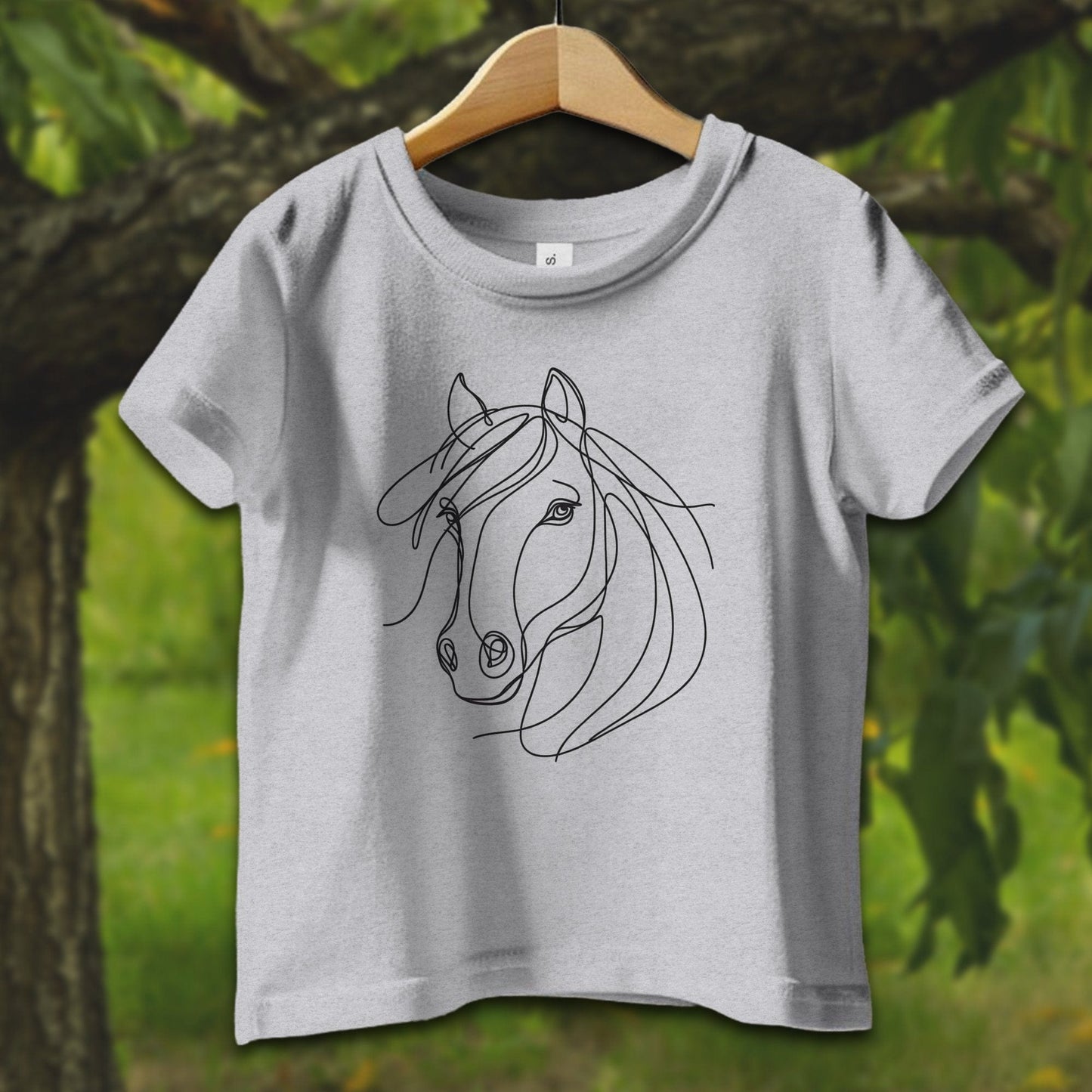 Baby Shirts T-Shirt Infant / 12 Months / Heather Elegant Horse Line Art - Baby Shirt