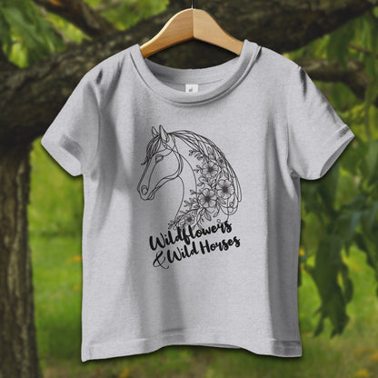 Baby Shirts T-Shirt Infant / 12 Months / Heather Wildflowers And Wild Horses - Baby Shirt