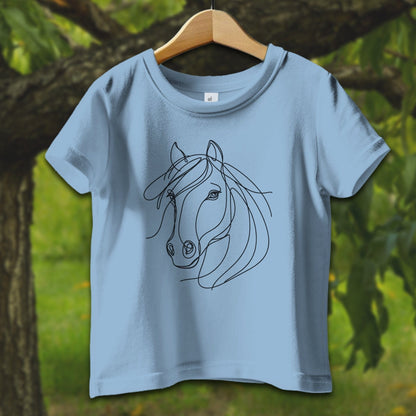 Baby Shirts T-Shirt Infant / 12 Months / Light Blue Elegant Horse Line Art - Baby Shirt