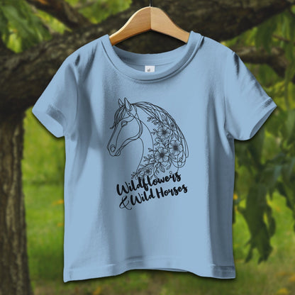 Baby Shirts T-Shirt Infant / 12 Months / Light Blue Wildflowers And Wild Horses - Baby Shirt