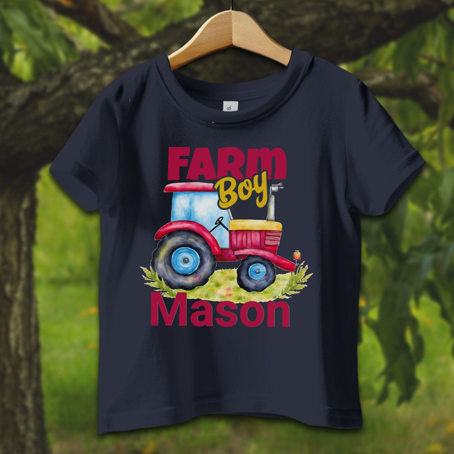 Baby Shirts T-Shirt Infant / 12 Months / Navy Personalized Farm Boy - Baby Shirt