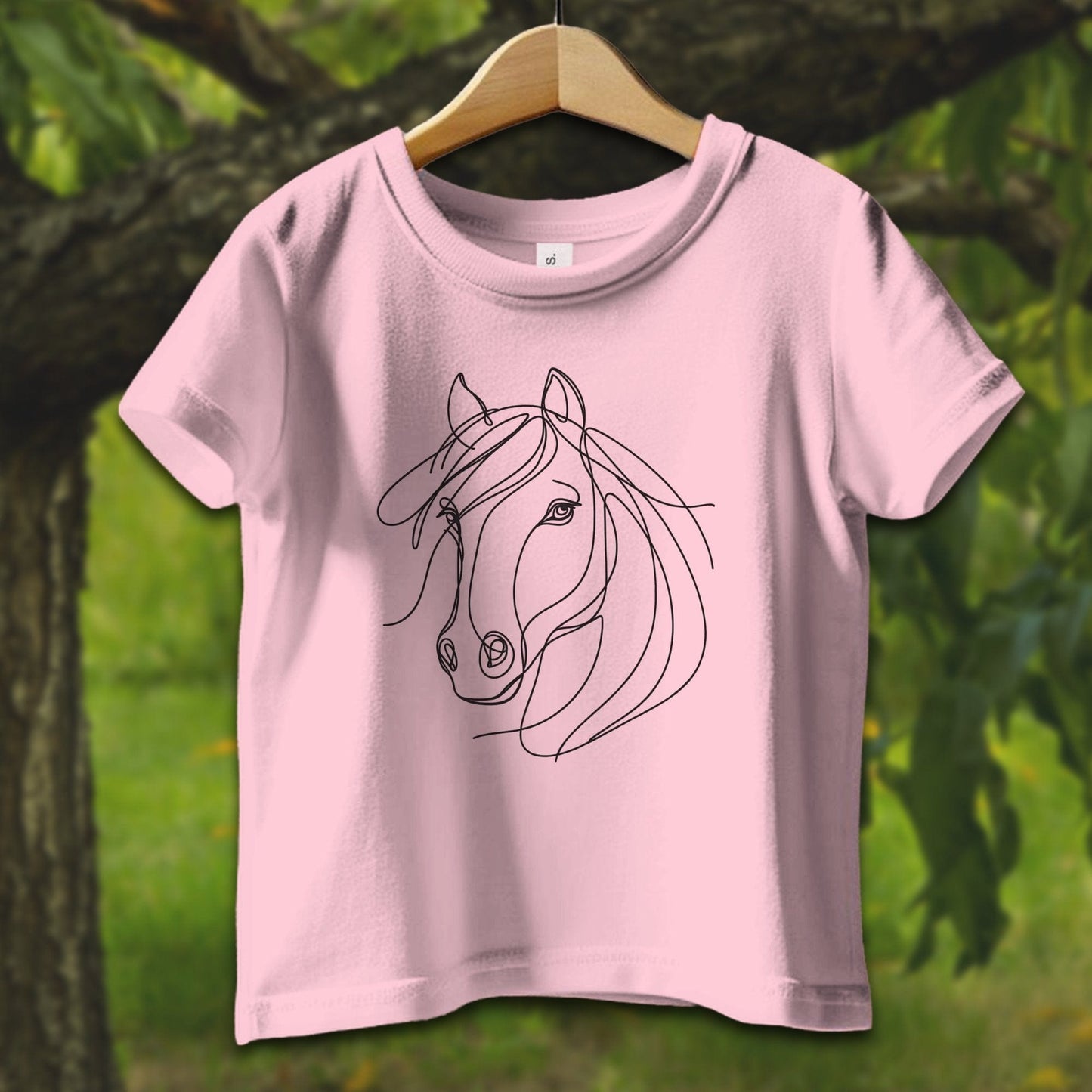 Baby Shirts T-Shirt Infant / 12 Months / Pink Elegant Horse Line Art - Baby Shirt