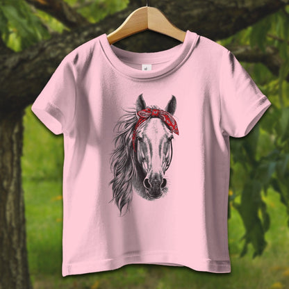 Baby Shirts T-Shirt Infant / 12 Months / Pink Stylish Horse with Red Bandana - Baby Shirt