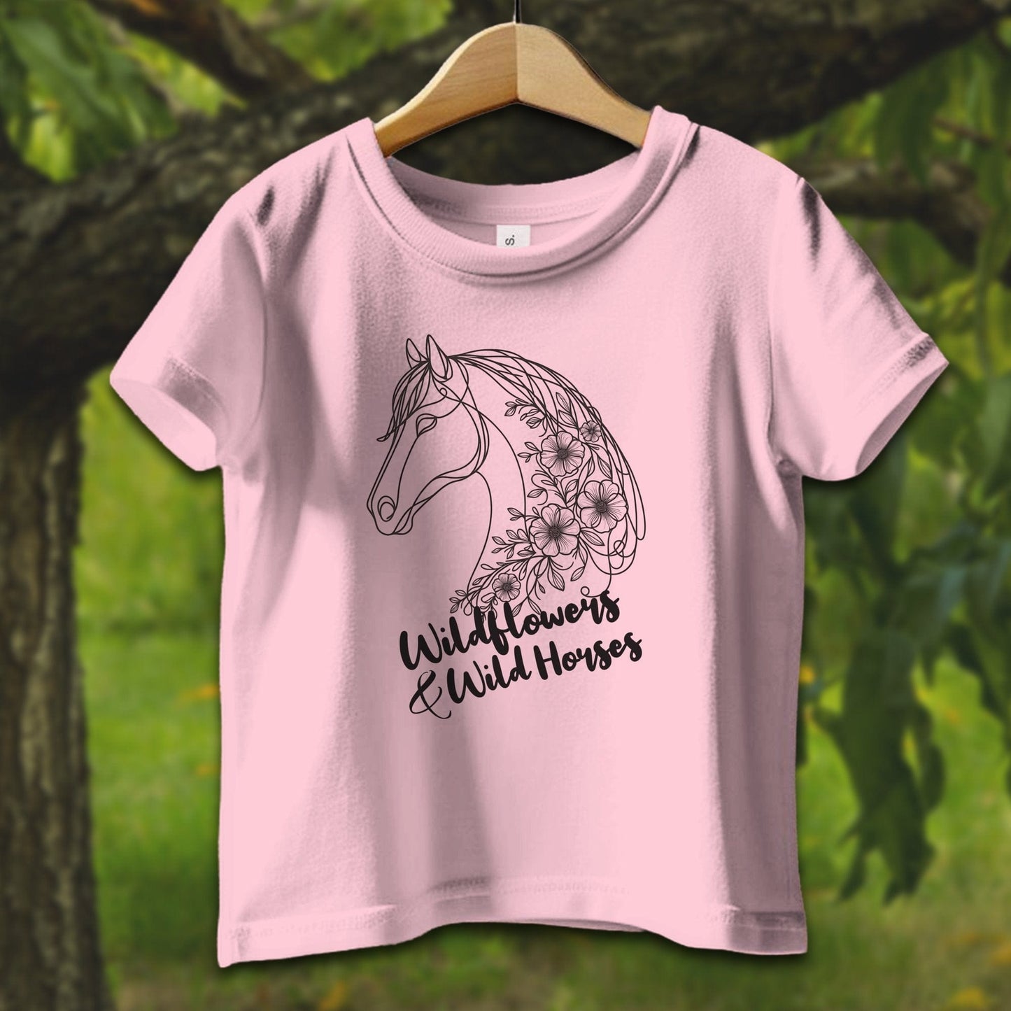 Baby Shirts T-Shirt Infant / 12 Months / Pink Wildflowers And Wild Horses - Baby Shirt