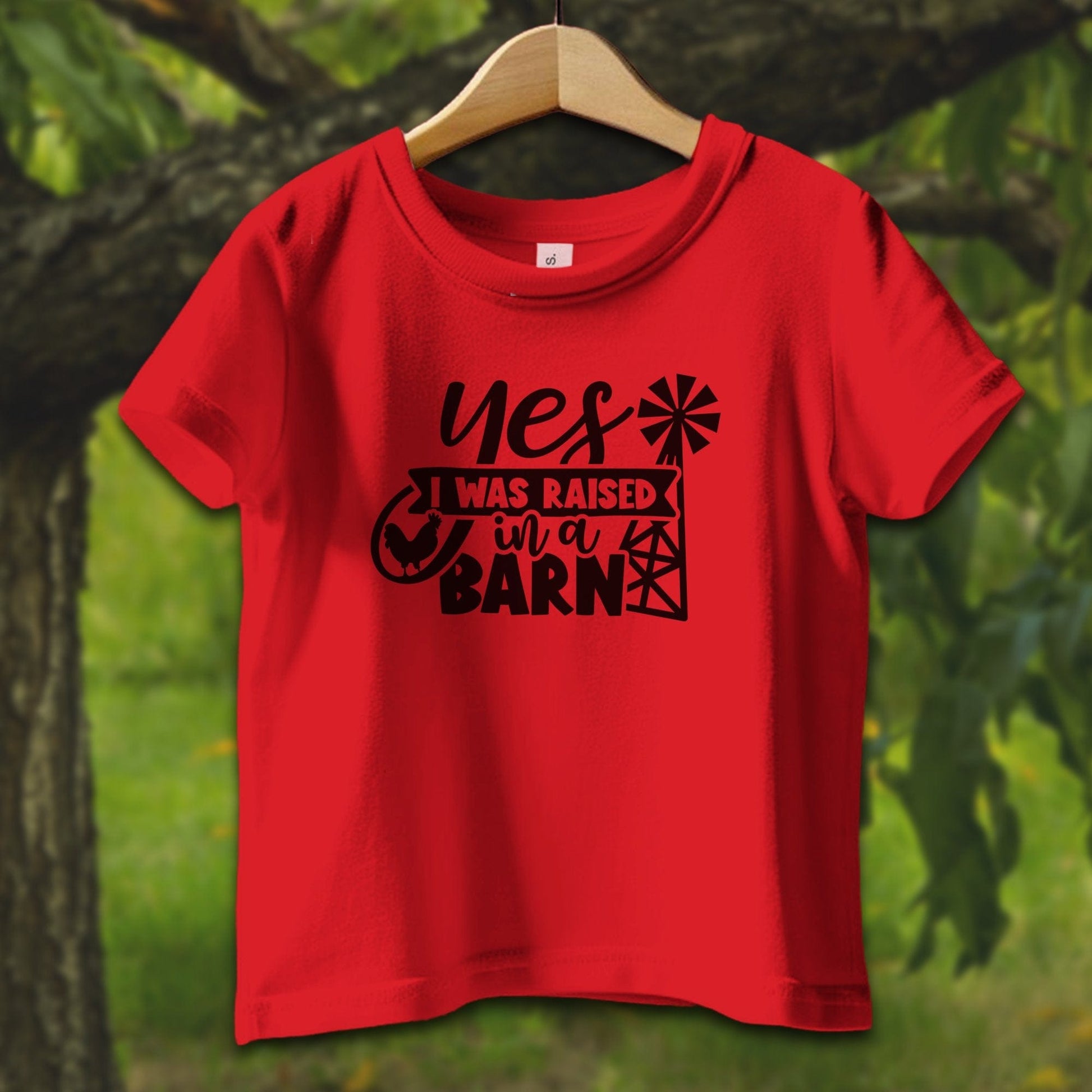 Baby Shirts T-Shirt Infant / 12 Months / Red Yes I Was Raised In A Barn - Baby Shirt