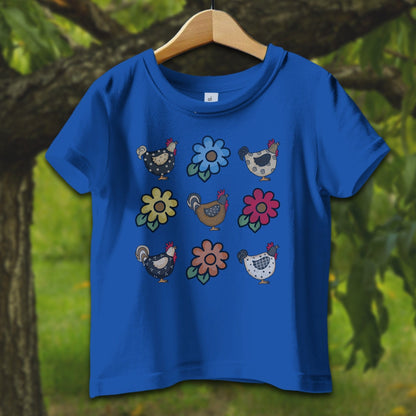 Baby Shirts T-Shirt Infant / 12 Months / Royal Chickens and Flowers - Baby Shirt