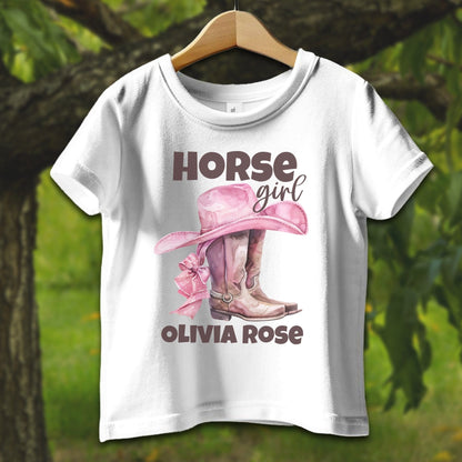 Baby Shirts T-Shirt Infant / 12 Months / White Personalized Horse Girl - Baby Shirt