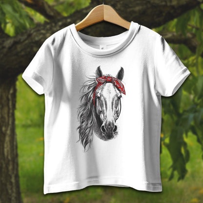 Baby Shirts T-Shirt Infant / 12 Months / White Stylish Horse with Red Bandana - Baby Shirt