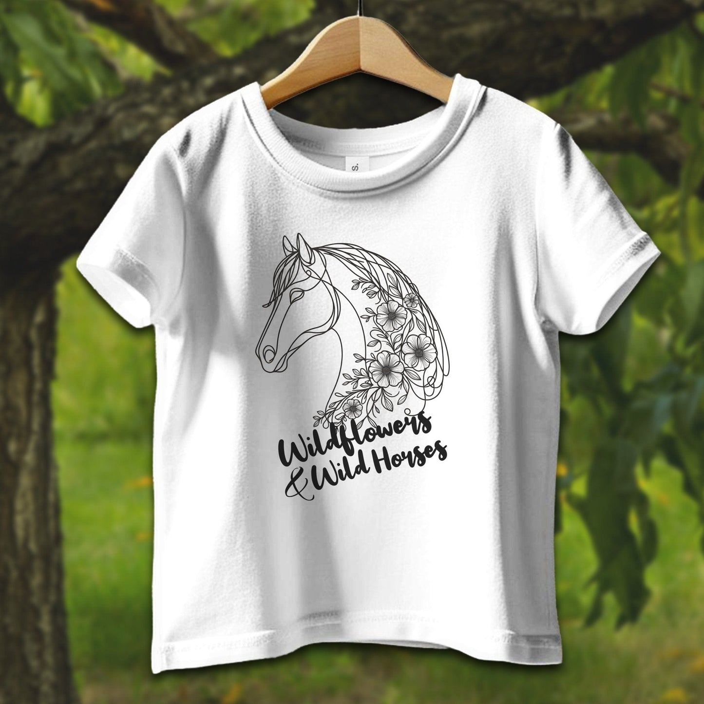 Baby Shirts T-Shirt Infant / 12 Months / White Wildflowers And Wild Horses - Baby Shirt