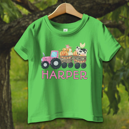 Baby Shirts T-Shirt Infant / 6 Months / Apple Personalized Cute Pink Tractor - Baby Shirt