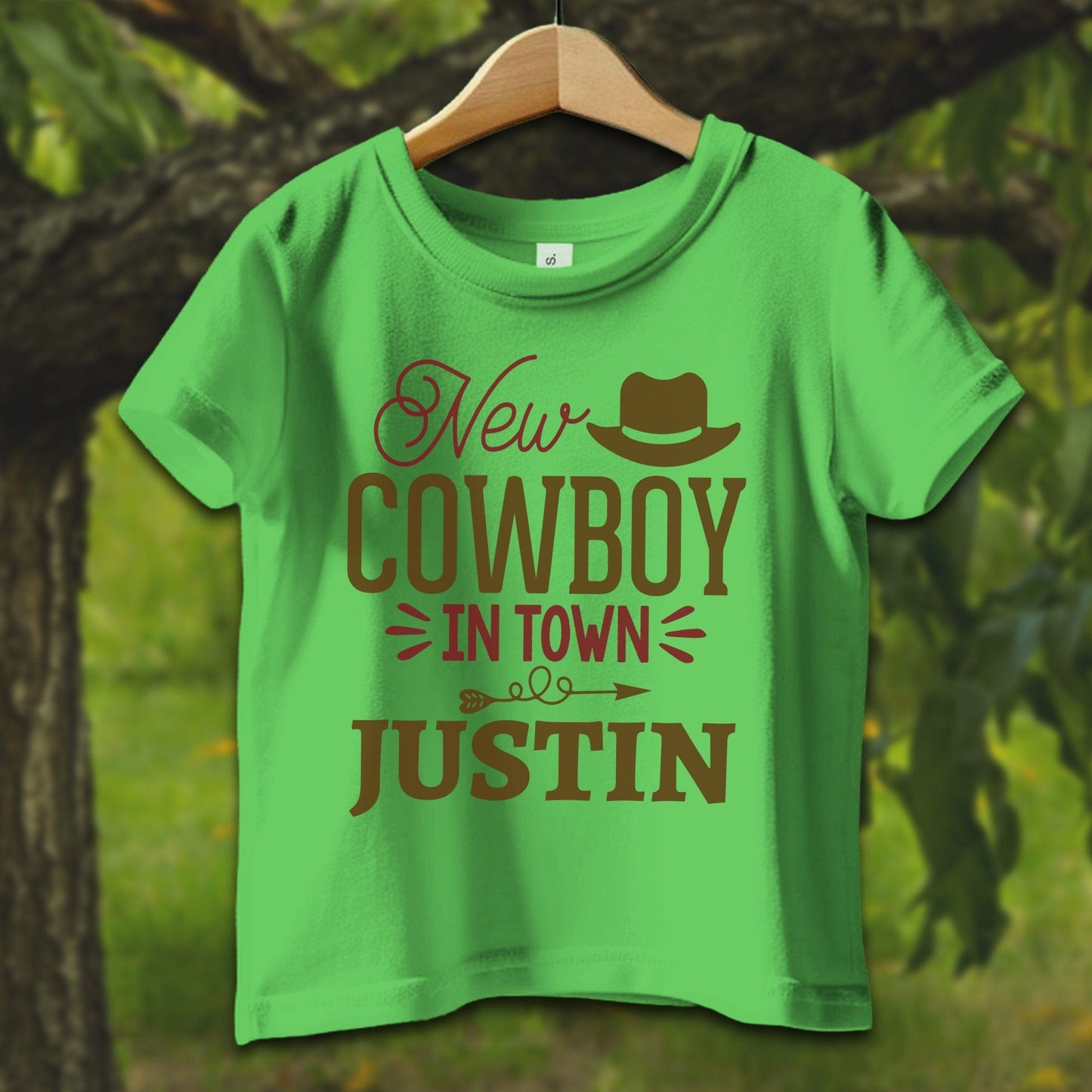 Baby Shirts T-Shirt Infant / 6 Months / Apple Personalized New Cowboy In Town - Baby Shirt