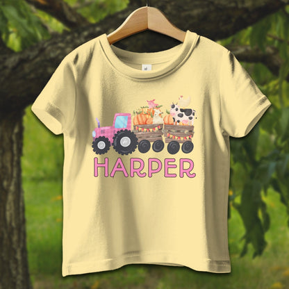 Baby Shirts T-Shirt Infant / 6 Months / Butter Personalized Cute Pink Tractor - Baby Shirt