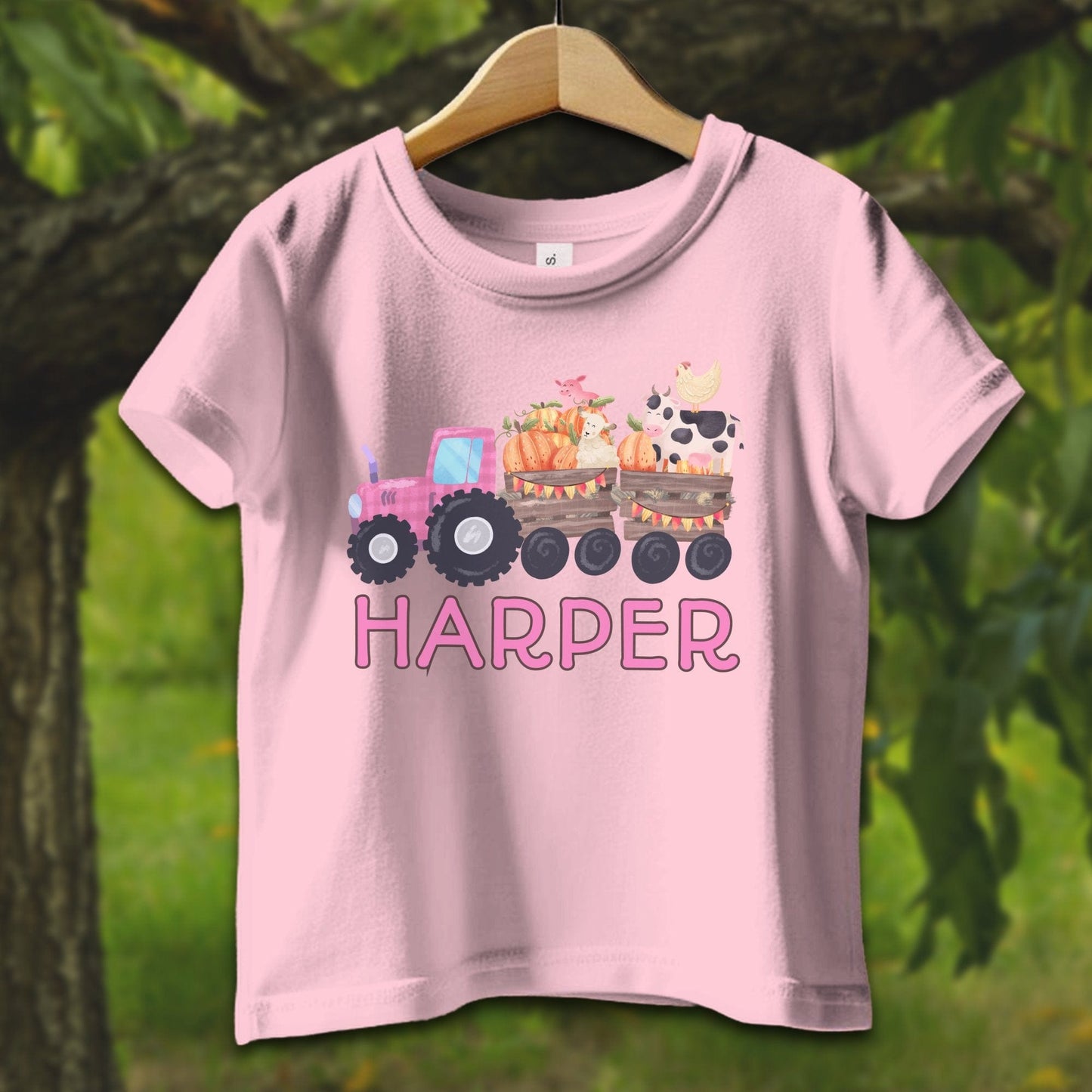 Baby Shirts T-Shirt Infant / 6 Months / Pink Personalized Cute Pink Tractor - Baby Shirt