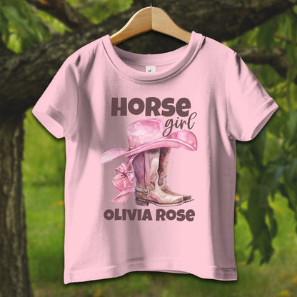 Baby Shirts T-Shirt Infant / 6 Months / Pink Personalized Horse Girl - Baby Shirt