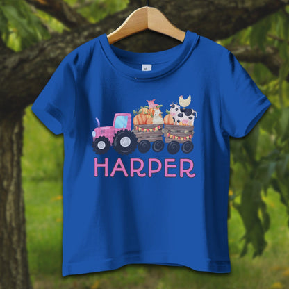 Baby Shirts T-Shirt Infant / 6 Months / Royal Personalized Cute Pink Tractor - Baby Shirt