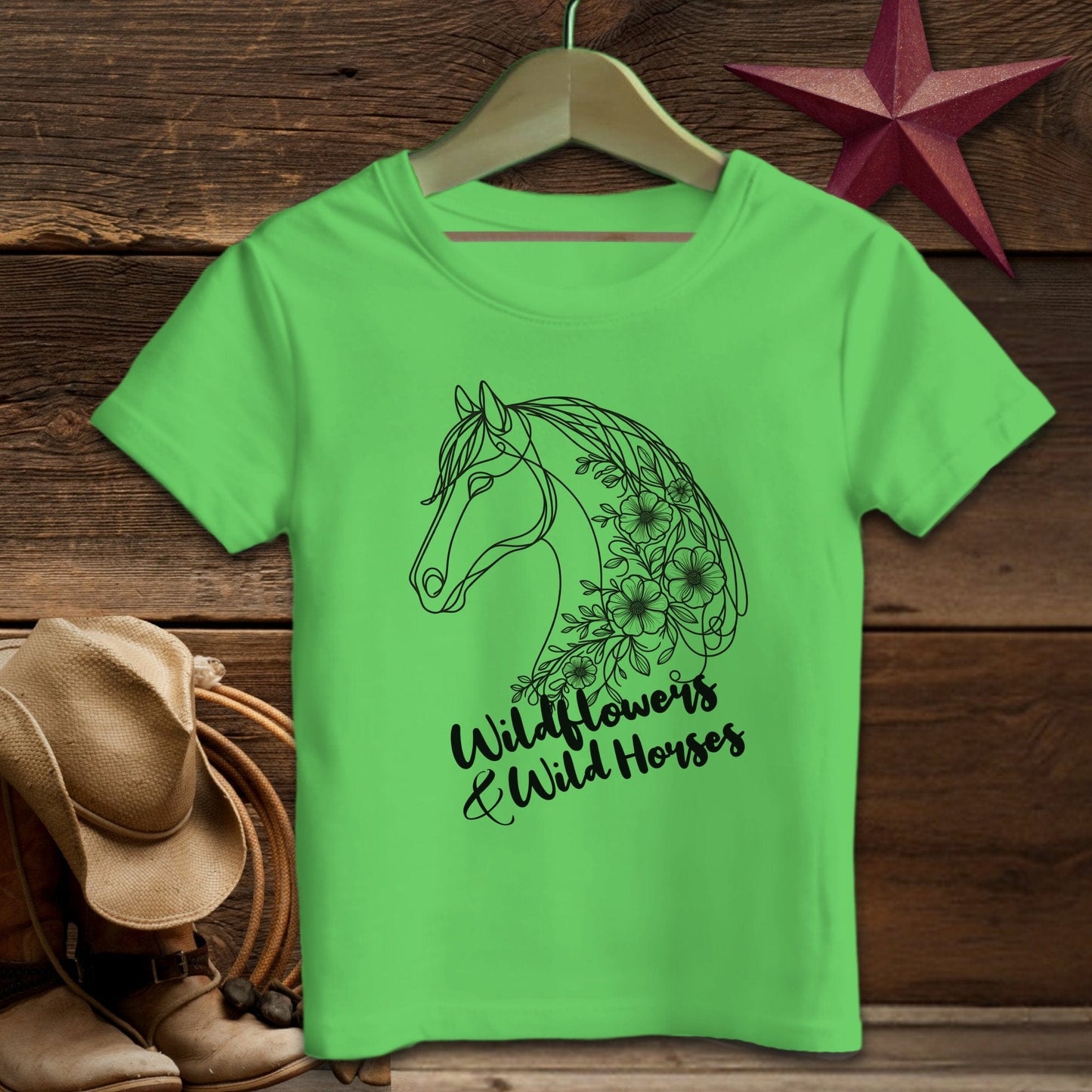 Baby Shirts T-Shirt Infant / Apple / 6 Months Wildflowers And Wild Horses - Baby Shirt