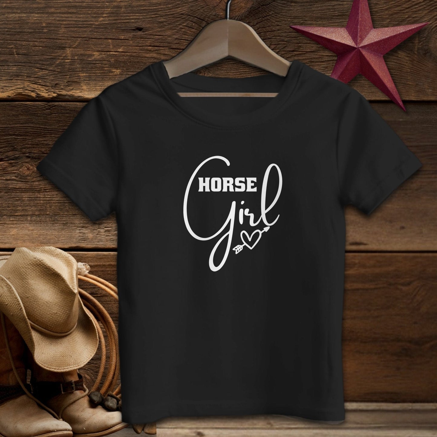 Baby Shirts T-Shirt Infant / Black / 12 Months Horse Girl with Arrow Heart Shirt