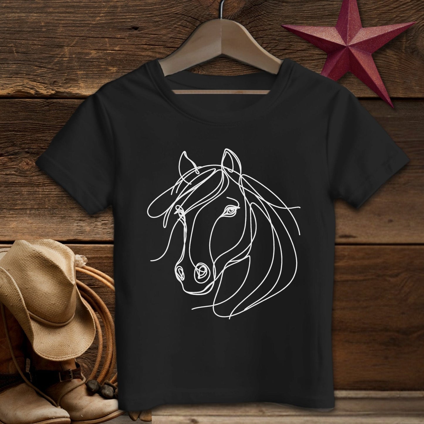 Baby Shirts T-Shirt Infant / Black / 6 Months Elegant Horse Line Art - Baby Shirt Shirt