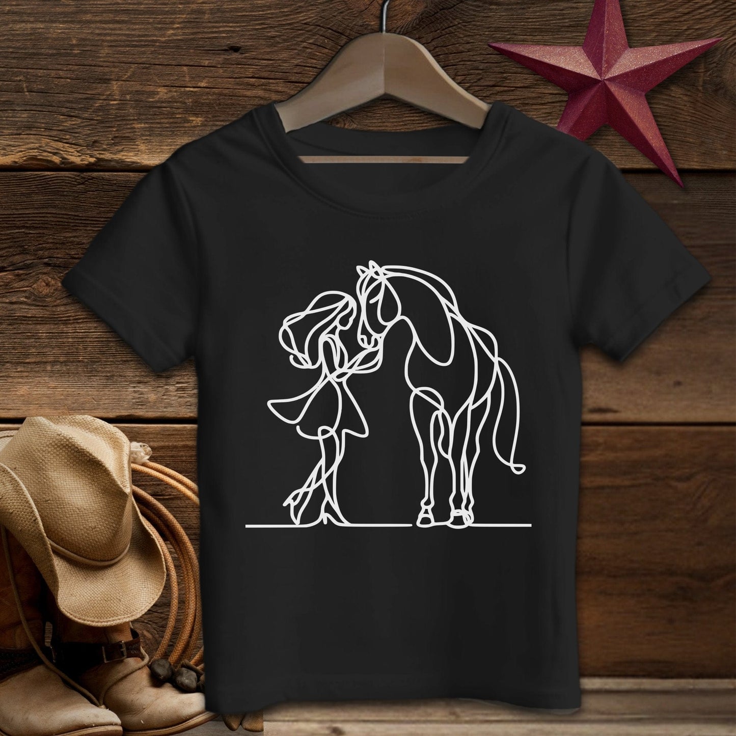 Baby Shirts T-Shirt Infant / Black / 6 Months Lady and Horse Art - Baby Shirt