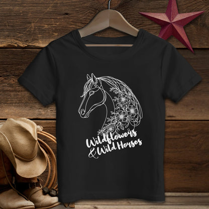 Baby Shirts T-Shirt Infant / Black / 6 Months Wildflowers And Wild Horses - Baby Shirt