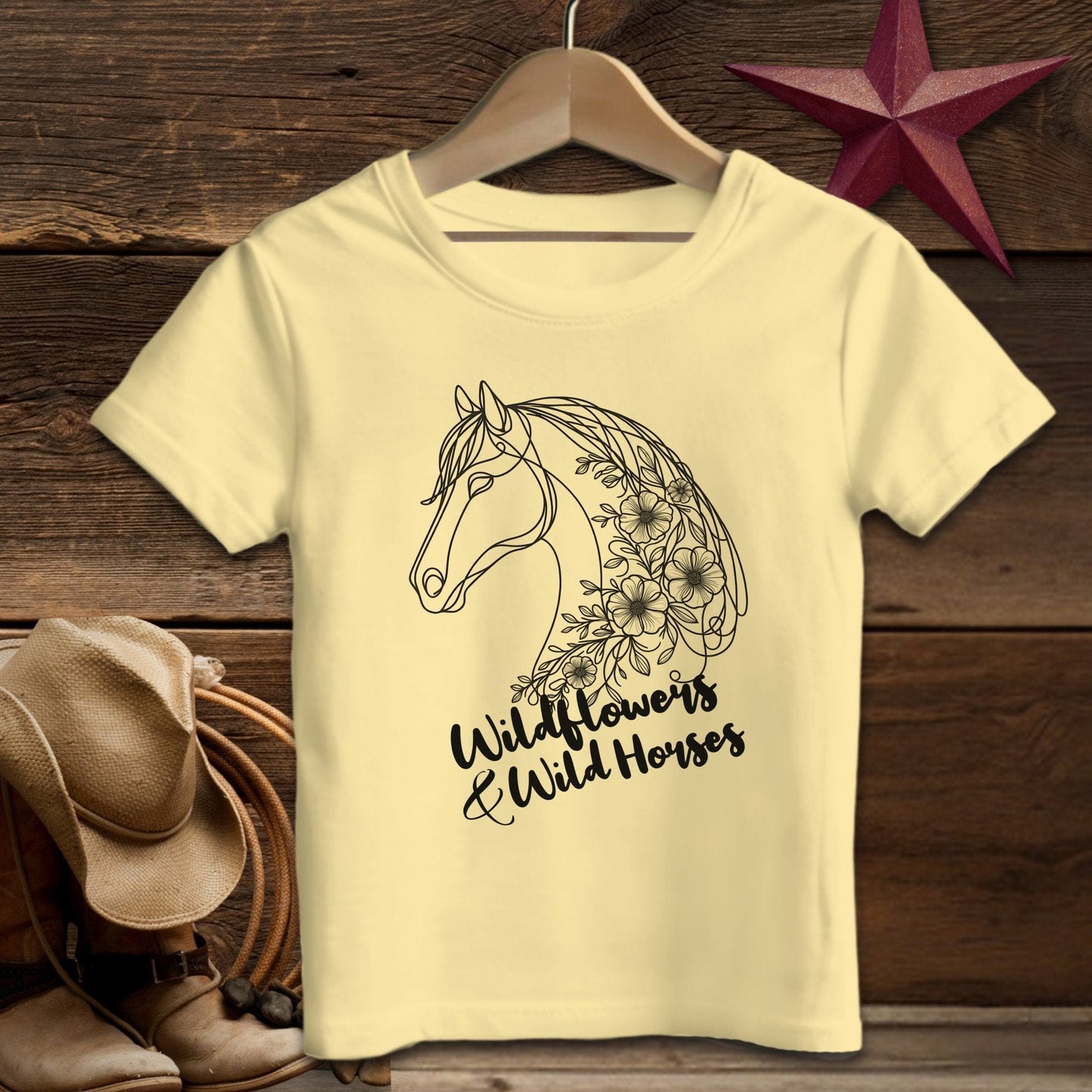 Baby Shirts T-Shirt Infant / Butter / 6 Months Wildflowers And Wild Horses - Baby Shirt