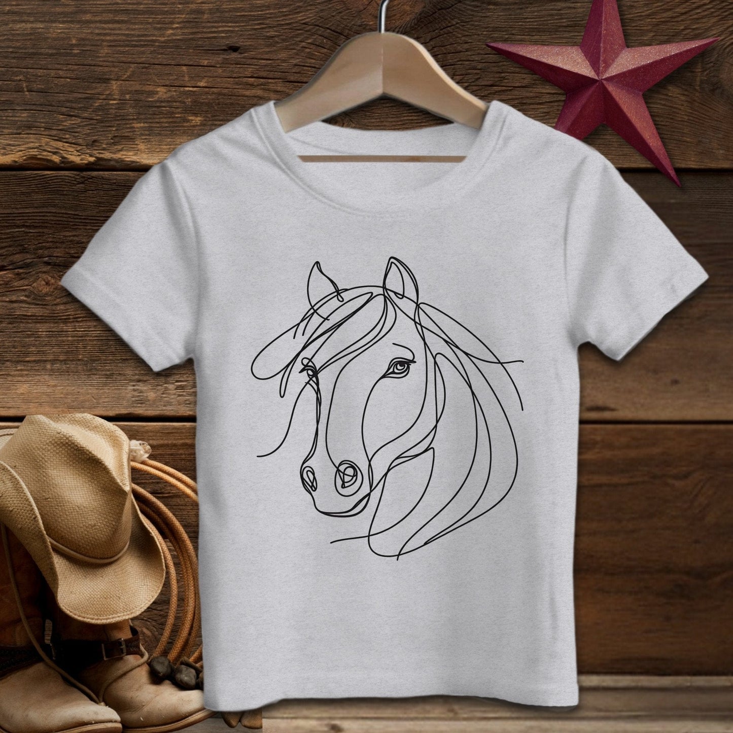 Baby Shirts T-Shirt Infant / Heather / 6 Months Elegant Horse Line Art - Baby Shirt Shirt