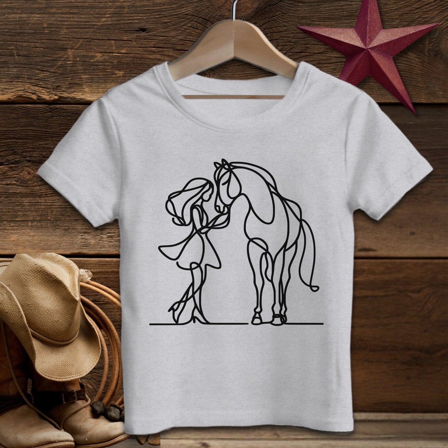 Baby Shirts T-Shirt Infant / Heather / 6 Months Lady and Horse Art - Baby Shirt