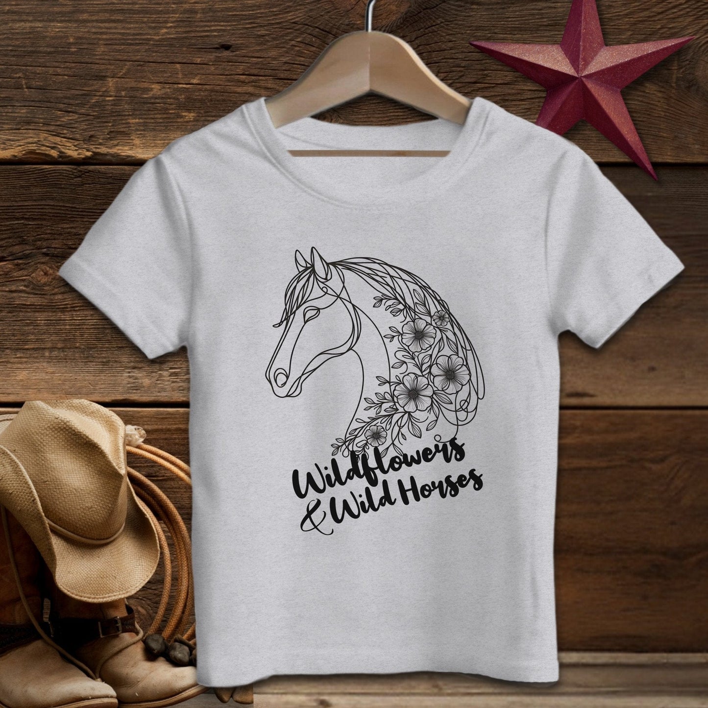 Baby Shirts T-Shirt Infant / Heather / 6 Months Wildflowers And Wild Horses - Baby Shirt