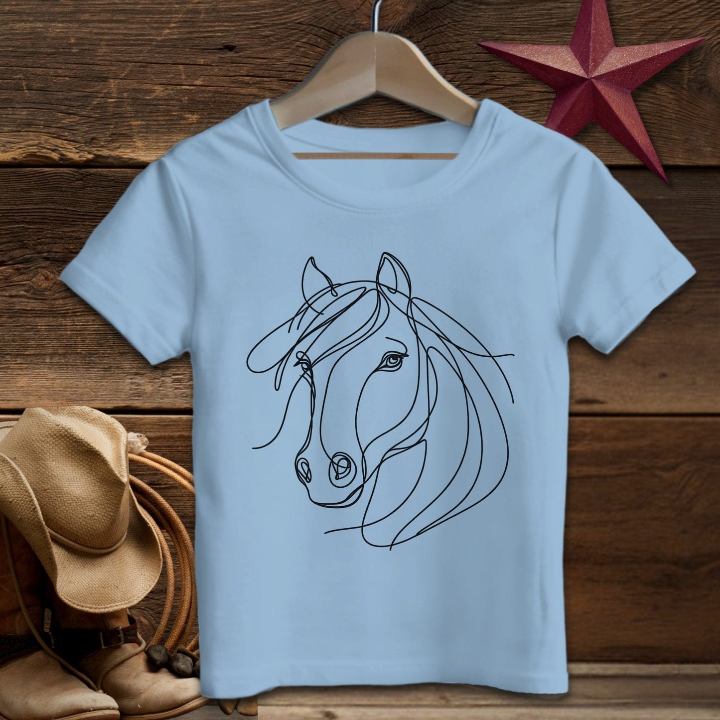 Baby Shirts T-Shirt Infant / Light Blue / 6 Months Elegant Horse Line Art - Baby Shirt Shirt