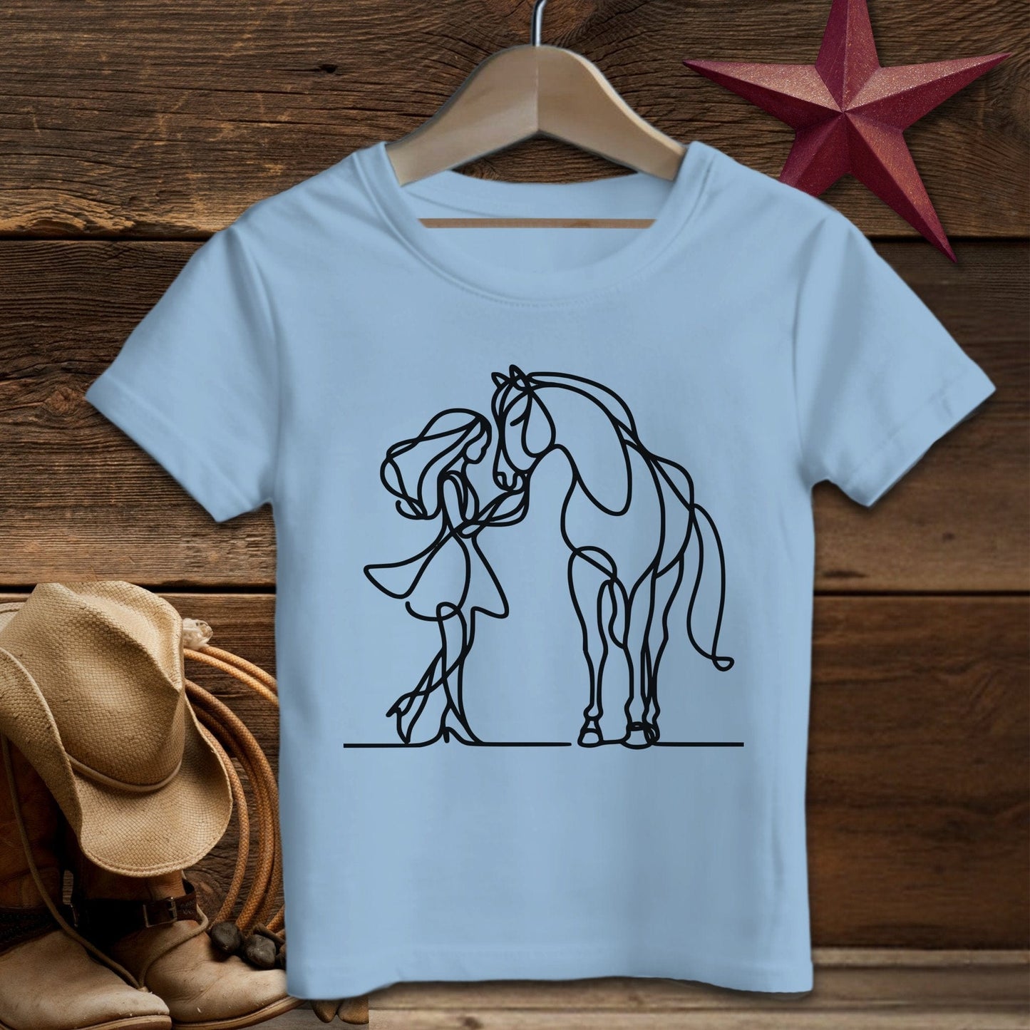 Baby Shirts T-Shirt Infant / Light Blue / 6 Months Lady and Horse Art - Baby Shirt