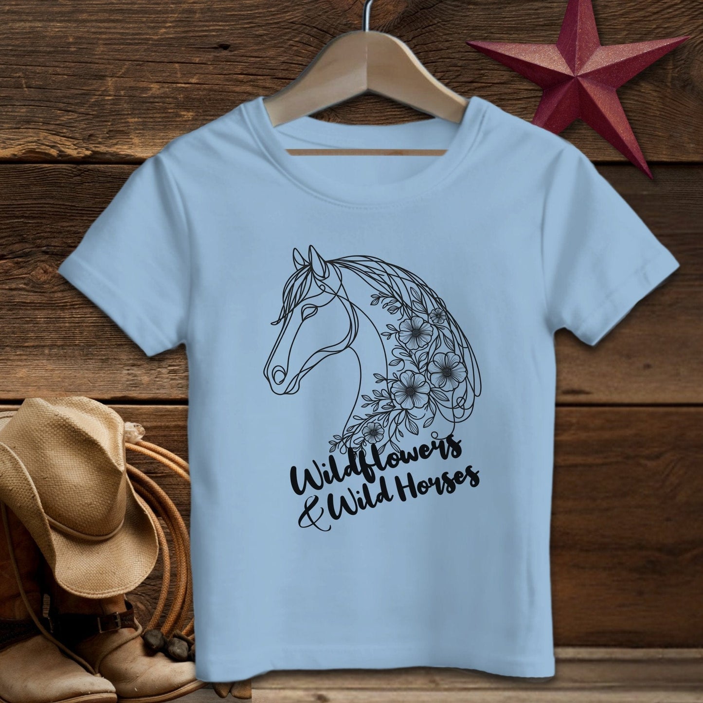 Baby Shirts T-Shirt Infant / Light Blue / 6 Months Wildflowers And Wild Horses - Baby Shirt