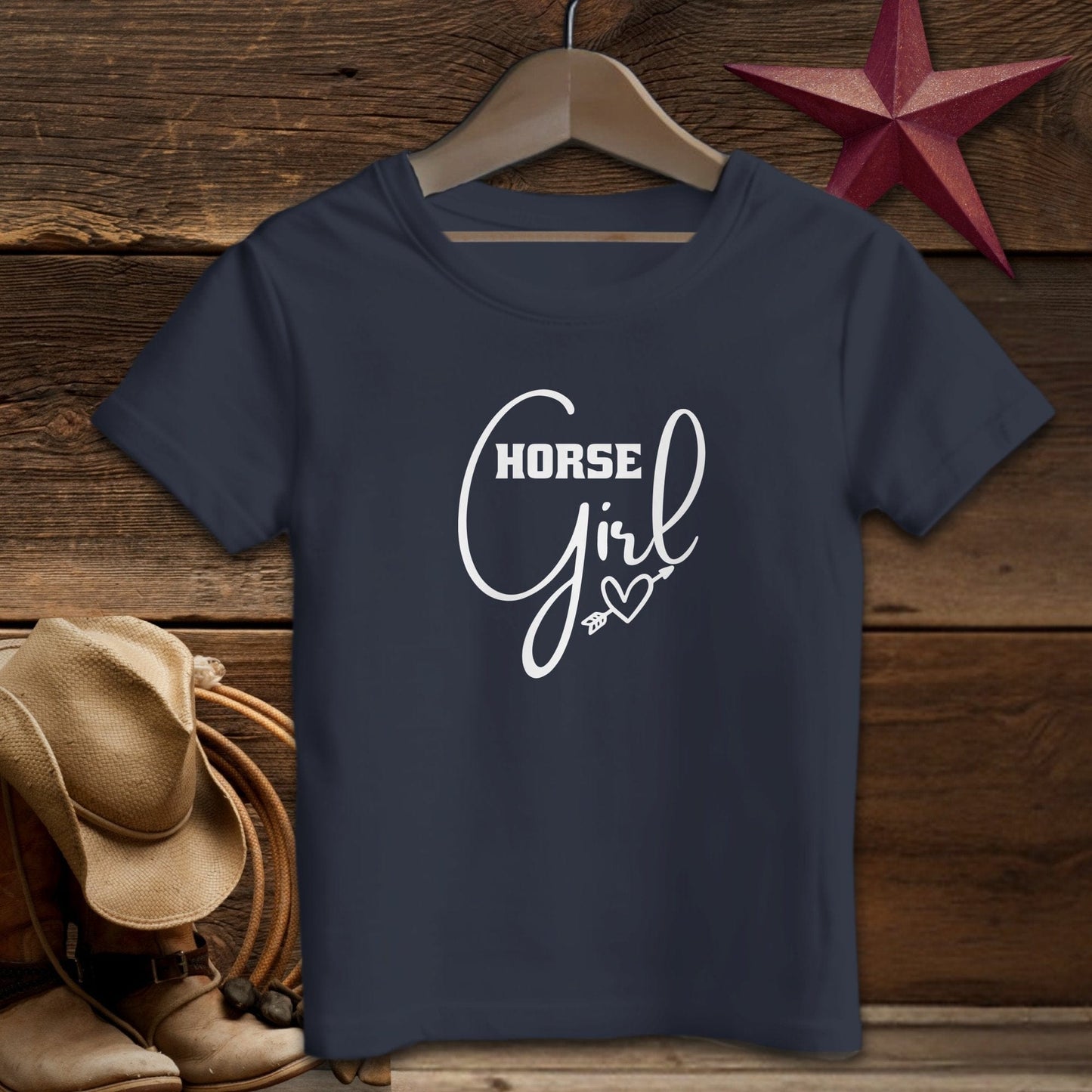 Baby Shirts T-Shirt Infant / Navy / 12 Months Horse Girl with Arrow Heart Shirt