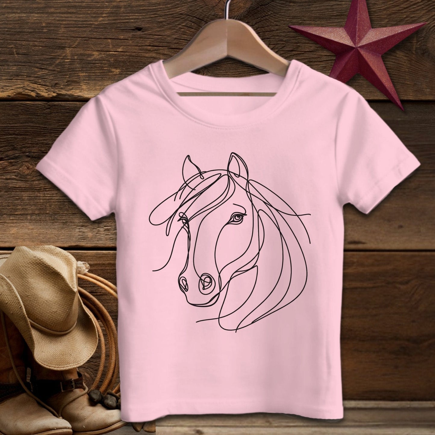 Baby Shirts T-Shirt Infant / Pink / 6 Months Elegant Horse Line Art - Baby Shirt Shirt