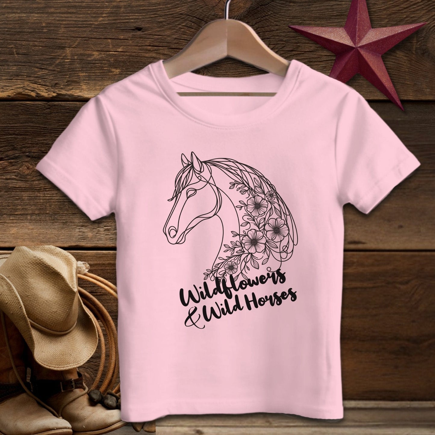 Baby Shirts T-Shirt Infant / Pink / 6 Months Wildflowers And Wild Horses - Baby Shirt