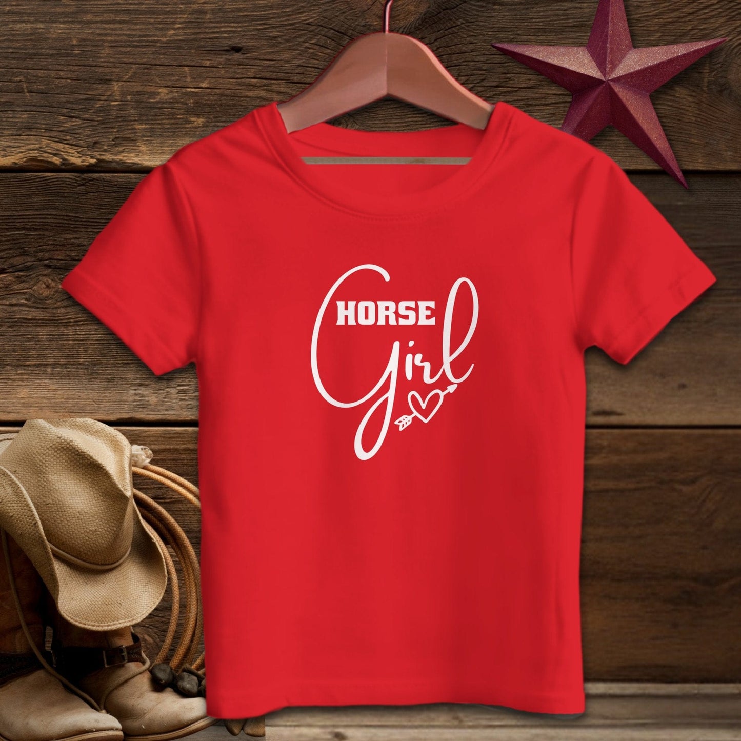 Baby Shirts T-Shirt Infant / Red / 12 Months Horse Girl with Arrow Heart Shirt