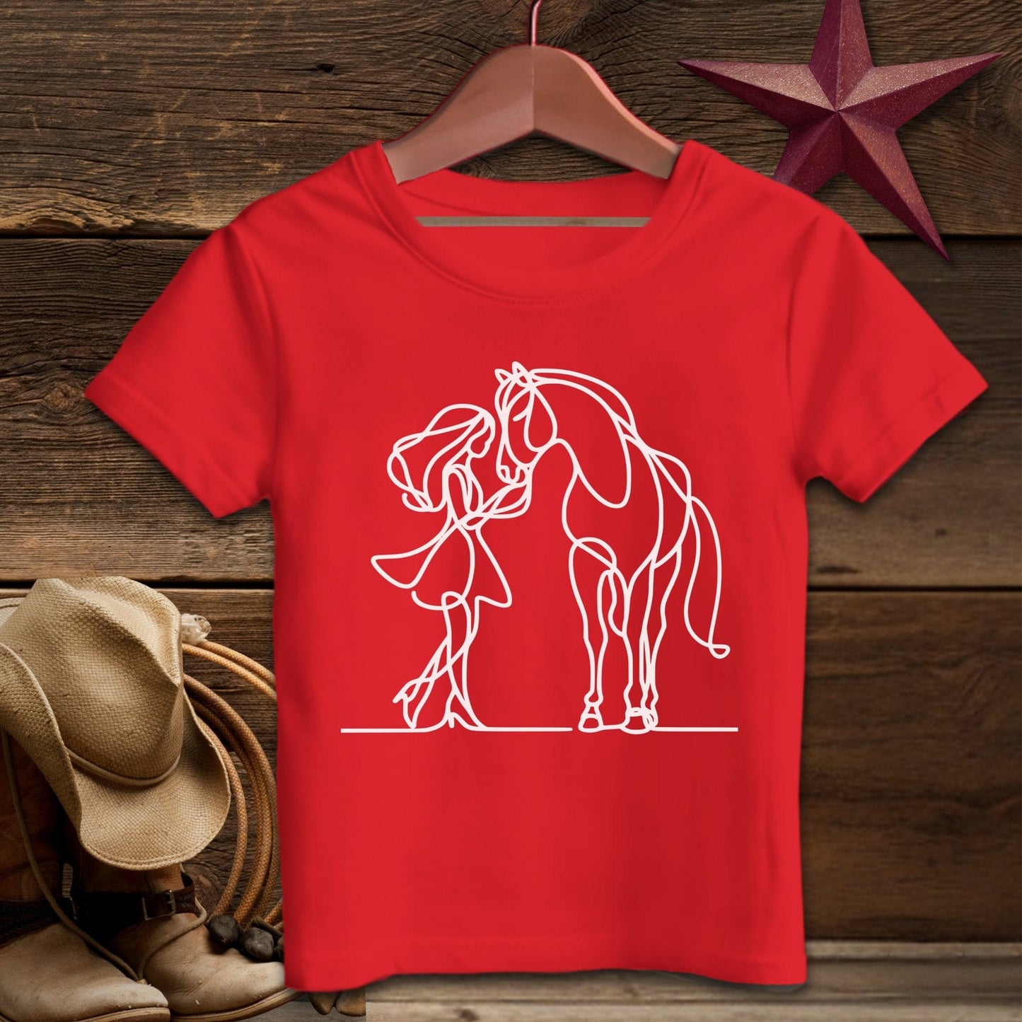 Baby Shirts T-Shirt Infant / Red / 6 Months Lady and Horse Art - Baby Shirt