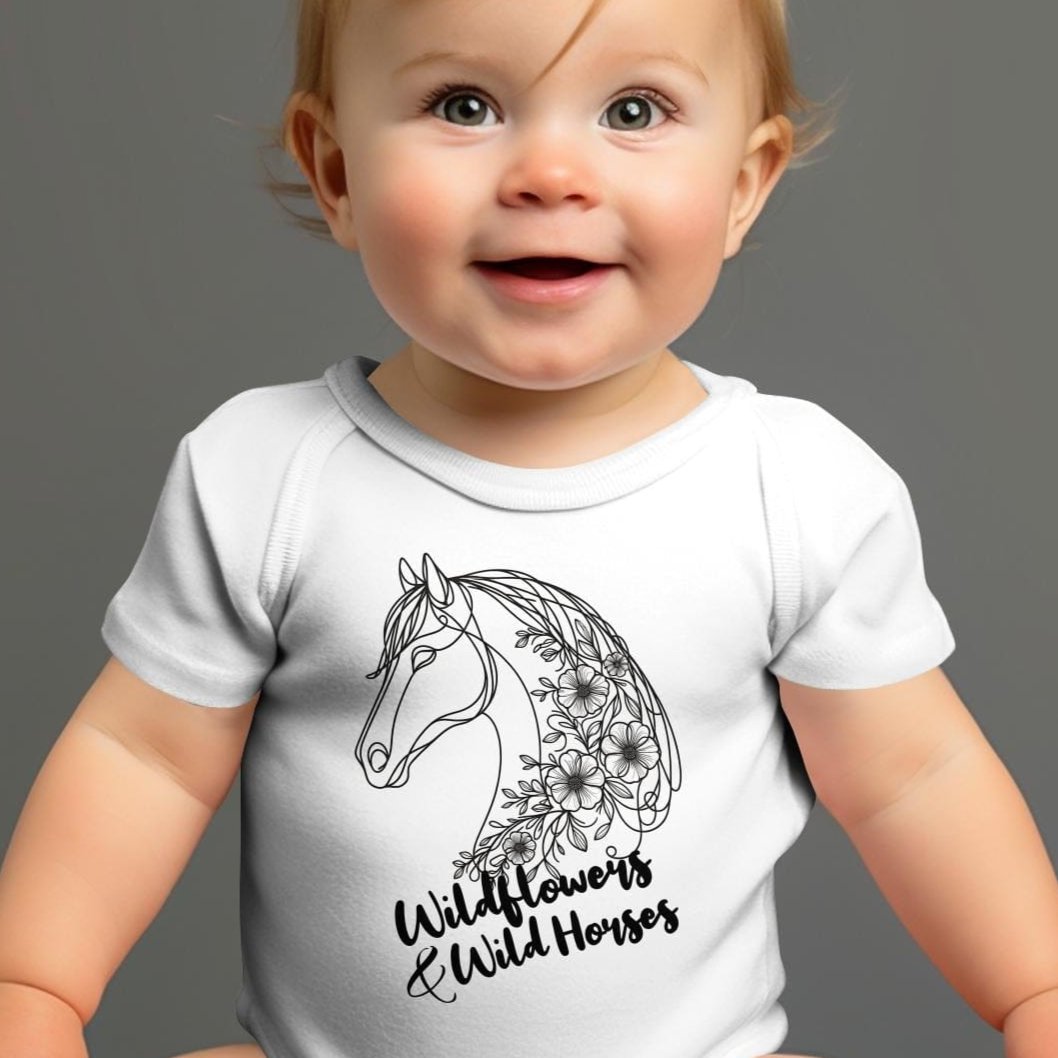 Baby Shirts Wildflowers And Wild Horses - Baby Shirt