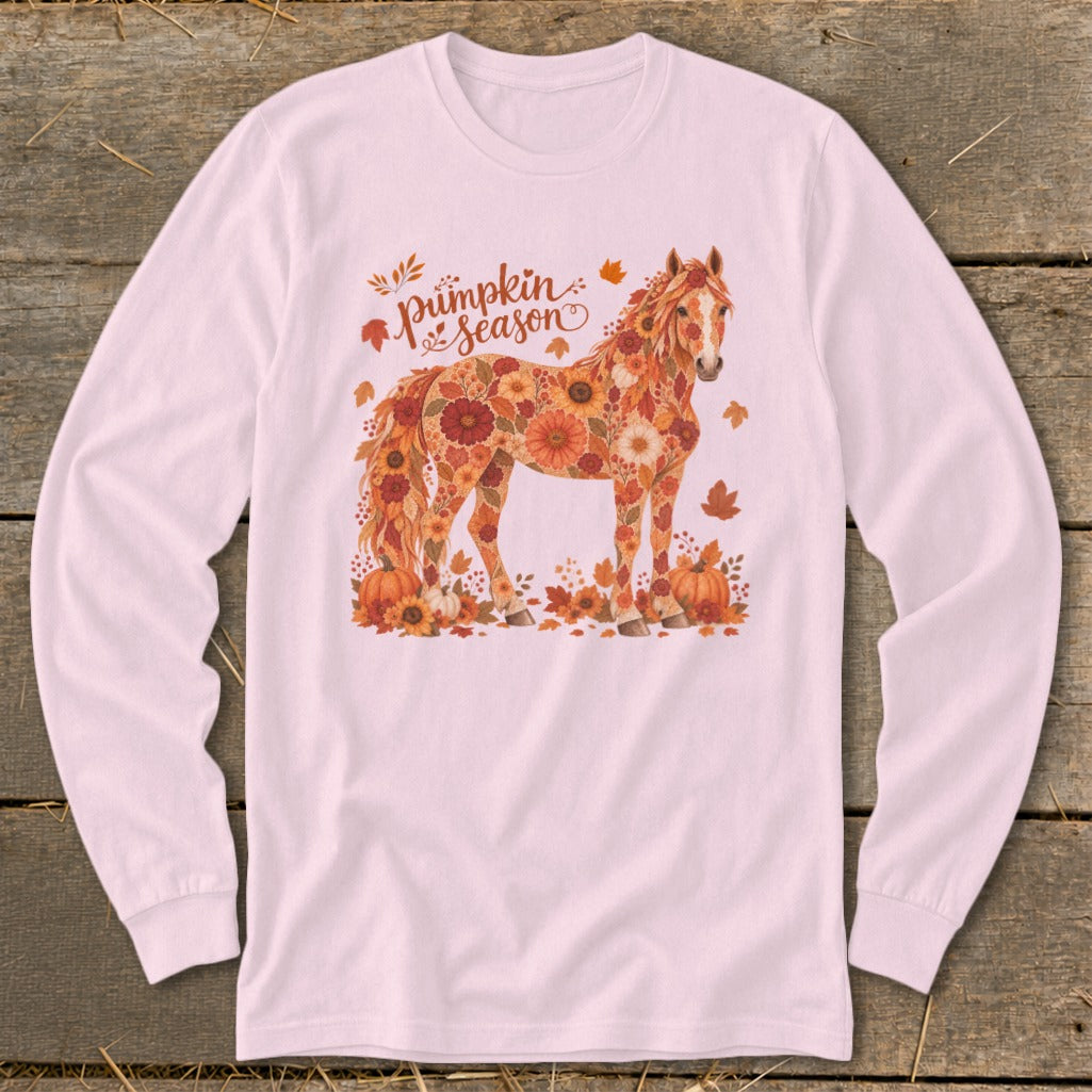 Fall Floral Horse Long Sleeve Tee
