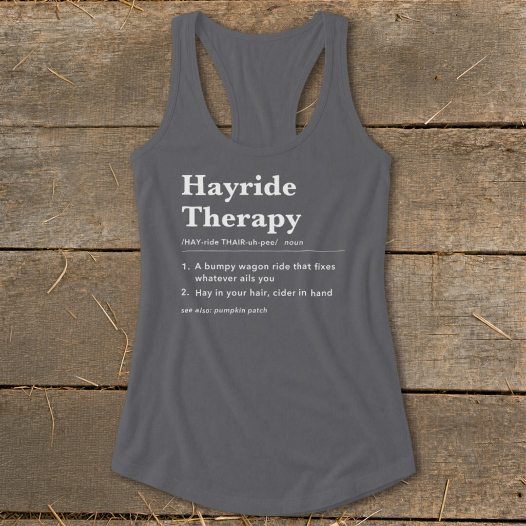 Hayride Therapy Definition Racerback Tank