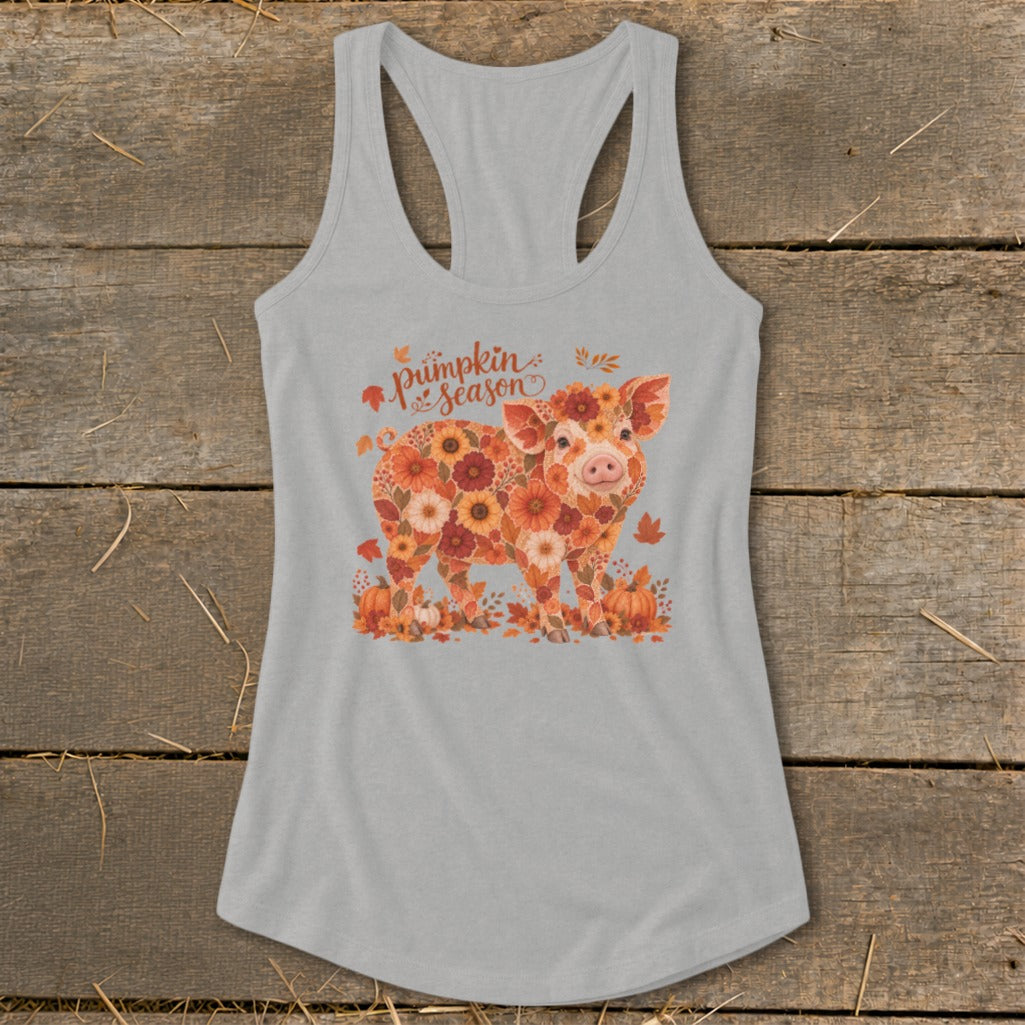 Fall Floral Pig Racerback Tank