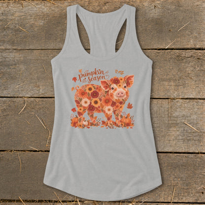 Fall Floral Pig Racerback Tank